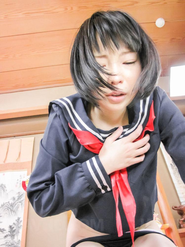 Japanese student Yuri Sakurai gets banged while sporting a butt plug